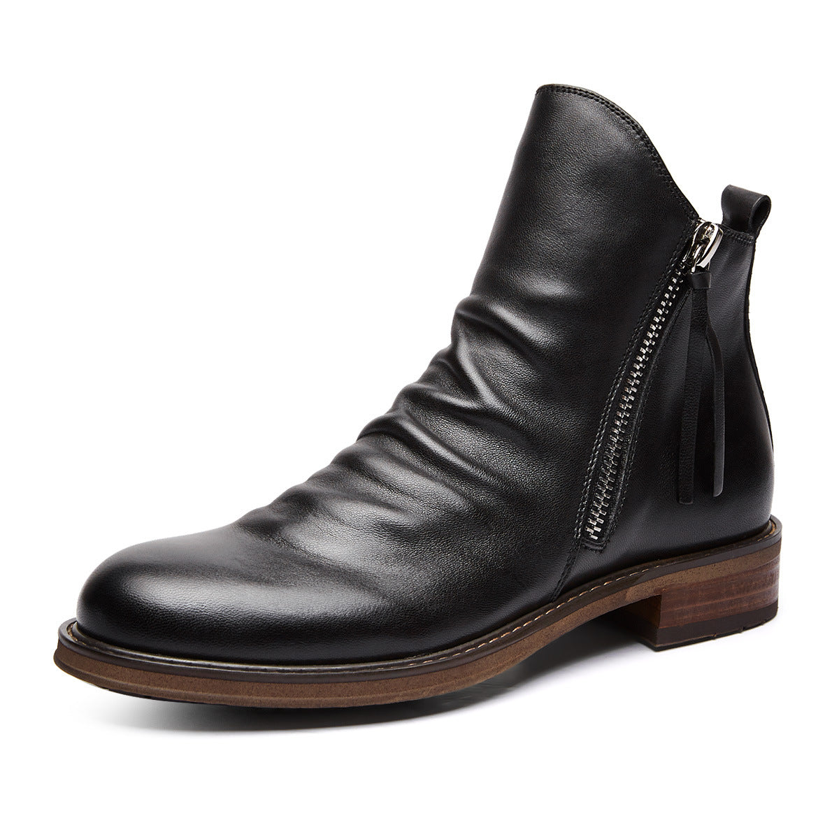 Wildking Men's Leather Side Zipper Ankle Dress Boots 4996