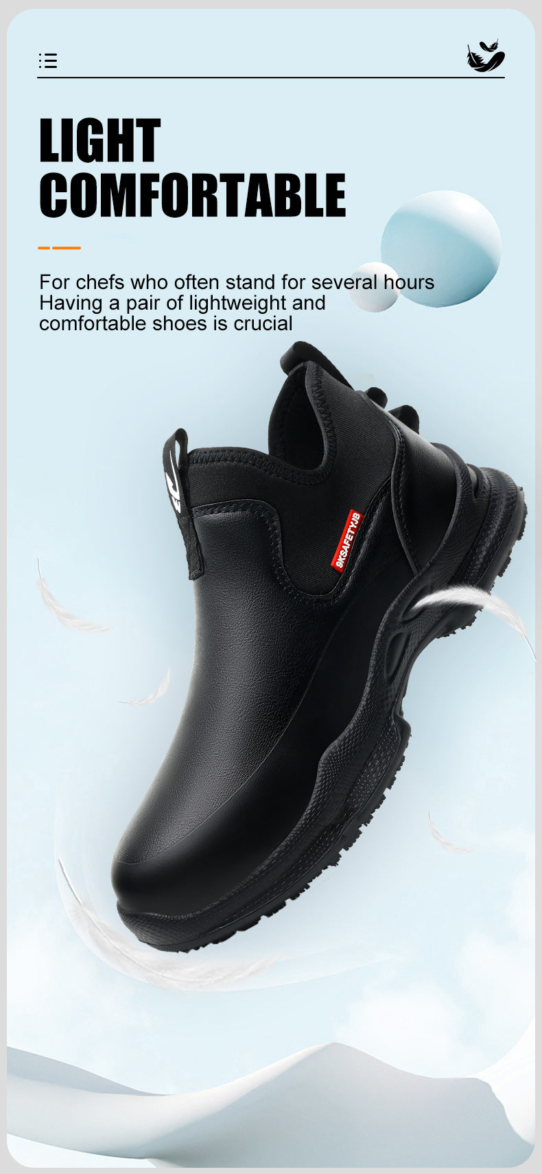 Wildking Men's Lightweight Non-Slip Chef Shoes – Comfortable & Wear-Resistant Kitchen Work Shoes R053