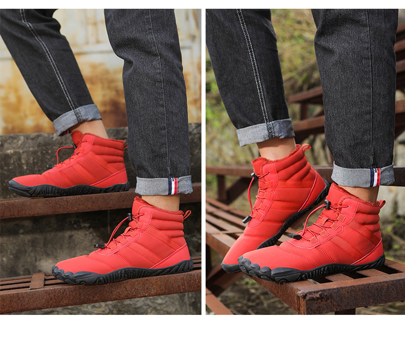 Wildking Men’s Mid-Top Thickened Barefoot Snow Boots A65