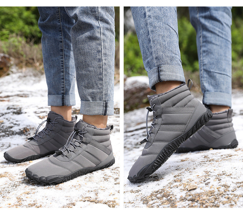 Wildking Men’s Mid-Top Thickened Barefoot Snow Boots A65