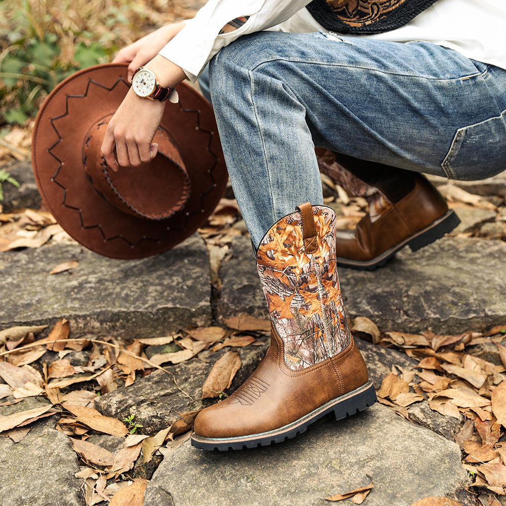 Wildking Men's Retro Embroidered Tree Element Western Cowboy Boots 6091-2