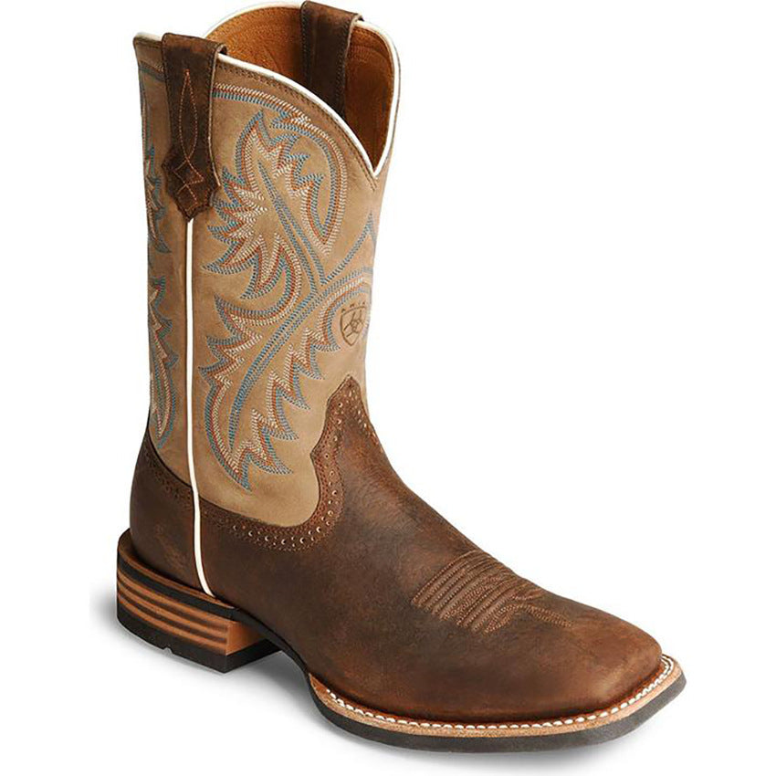 Wildking Men's Retro Totem Embroidered Square Head Cowboy Boots 5013