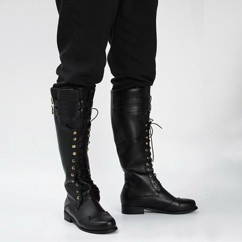 Wildking Men's Vintage Lace-Up Motorcycle Boots B4030
