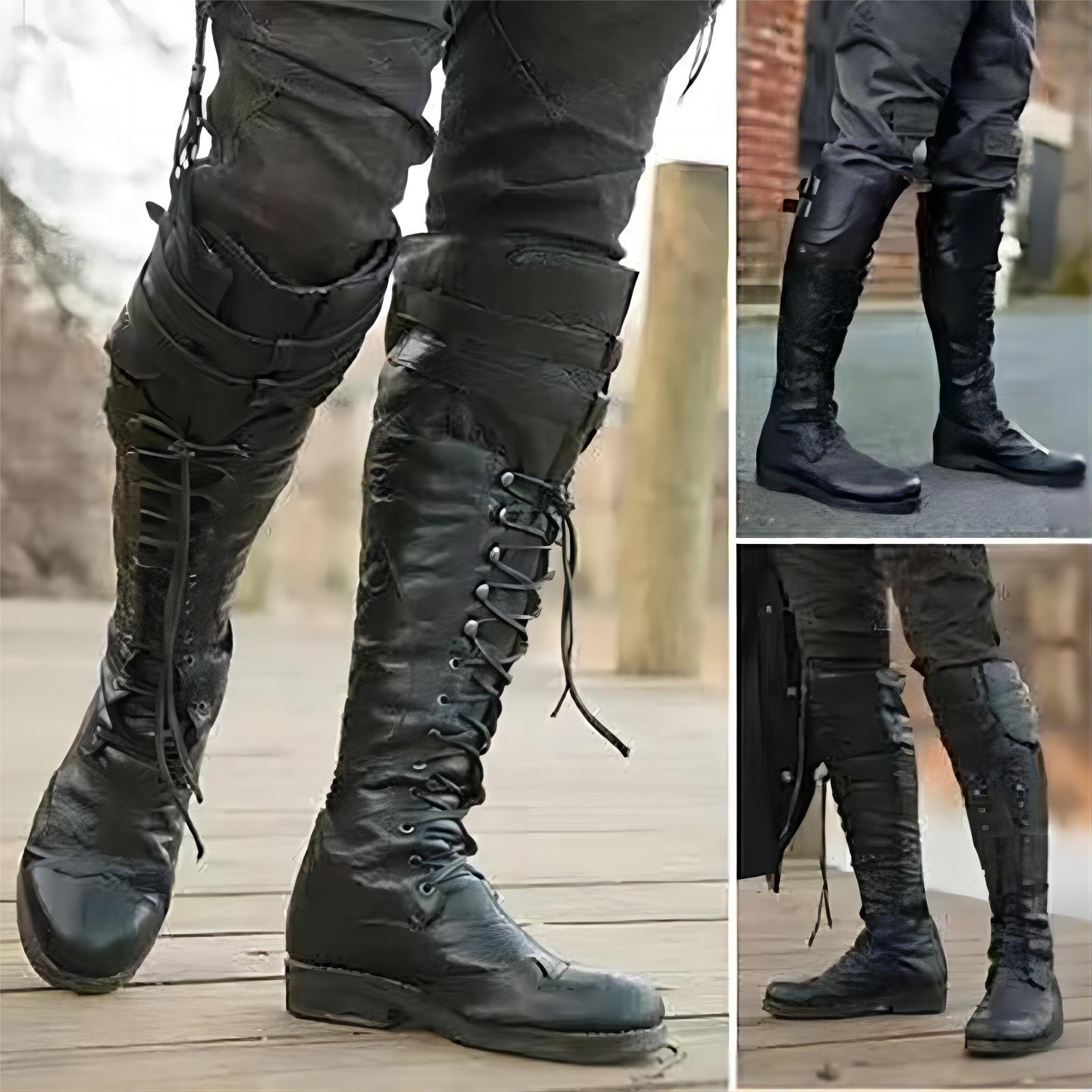 Wildking Men's Vintage Lace-Up Motorcycle Boots B4030