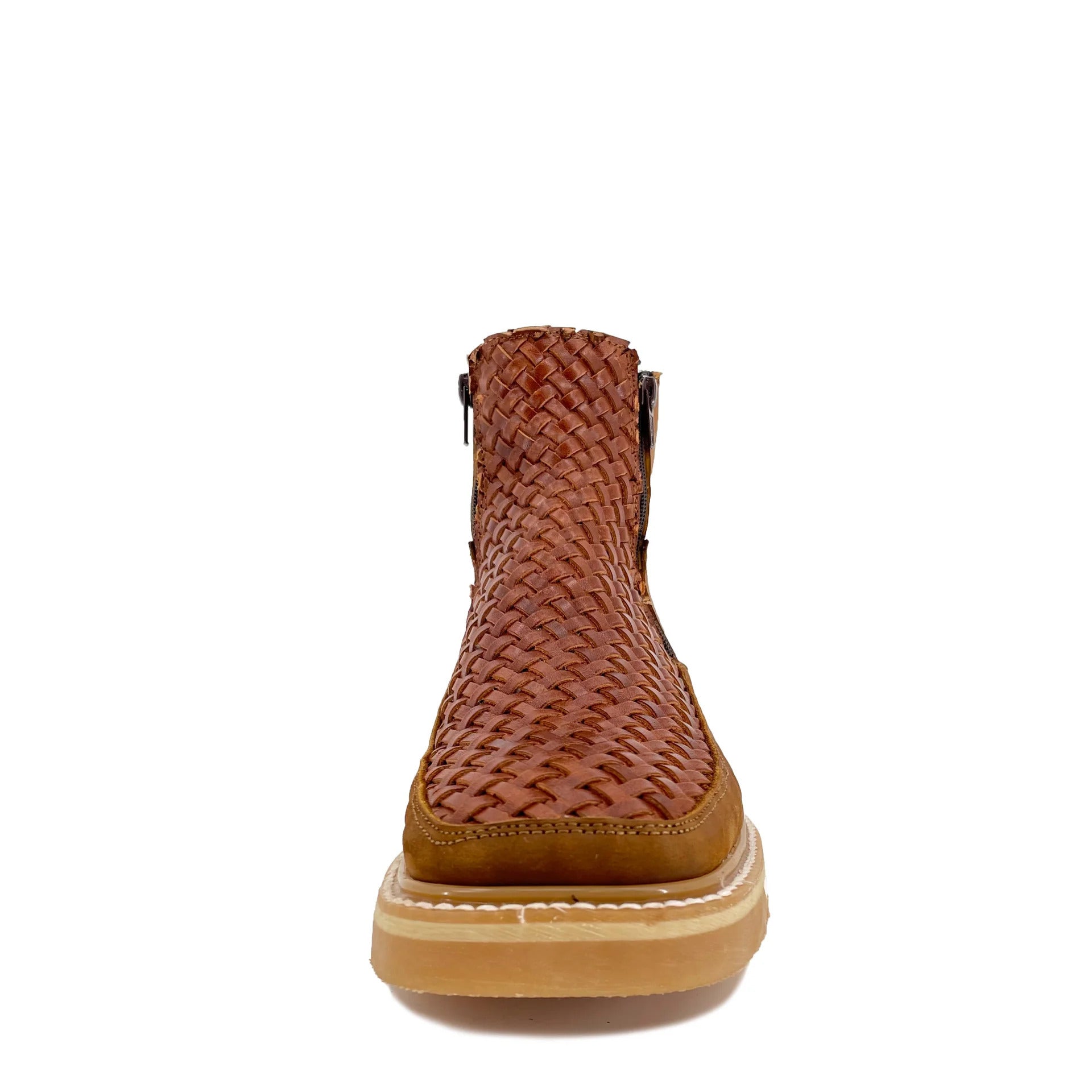 Wildking Men's Vintage Square Toe Side Zipper Braided Ankle Boots B4023