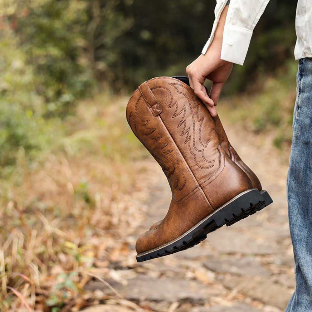 Wildking Men's Retro Embroidered Tree Element Western Cowboy Boots 6091-2